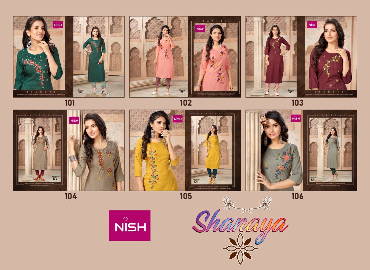 Nish Shanaya New Ethnic Wear Chinon Kurti With Pant Collection